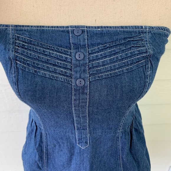 Mossimo Denim Jean Strapless Fit Flare Dress M - Picture 3 of 9